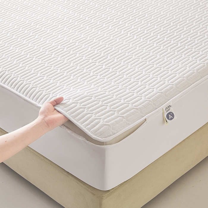 91家纺网 家纺一手货源 找家纺 伊人坊 2025新款水洗棉六面全包床笠床垫保护套 普通款-珍珠白