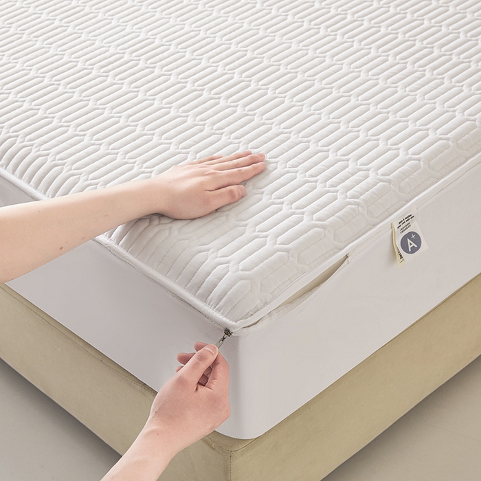 91家纺网 家纺一手货源 找家纺 伊人坊 2025新款水洗棉六面全包床笠床垫保护套 普通款-珍珠白