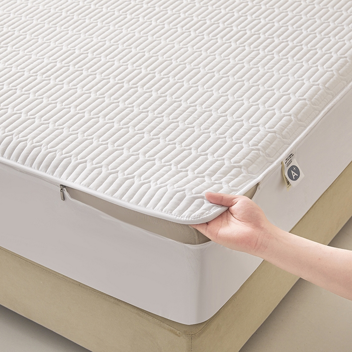 91家纺网 家纺一手货源 找家纺 伊人坊 2025新款水洗棉六面全包床笠床垫保护套 普通款-珍珠白