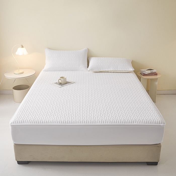 91家纺网 家纺一手货源 找家纺 伊人坊 2025新款水洗棉六面全包床笠床垫保护套 普通款-珍珠白