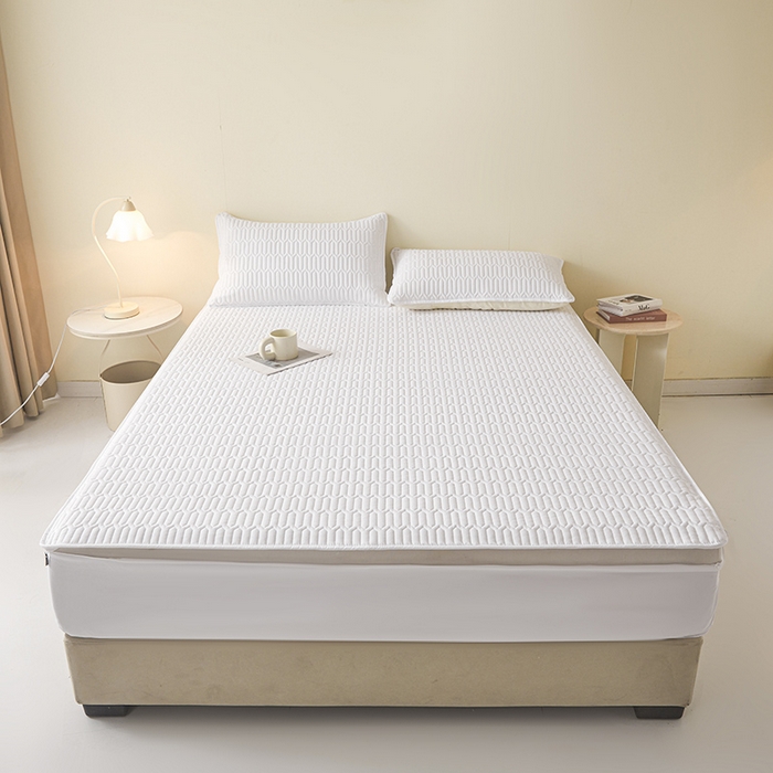 91家纺网 家纺一手货源 找家纺 伊人坊 2025新款水洗棉六面全包床笠床垫保护套 普通款-珍珠白