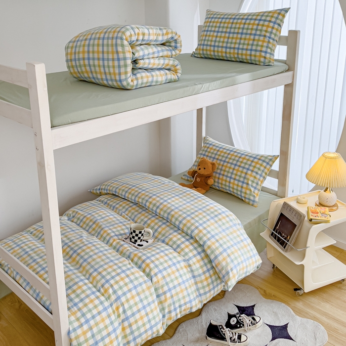 91家纺网 家纺一手货源 找家纺 （总）久典家居 2025A类全棉色织水洗棉学生款三件套