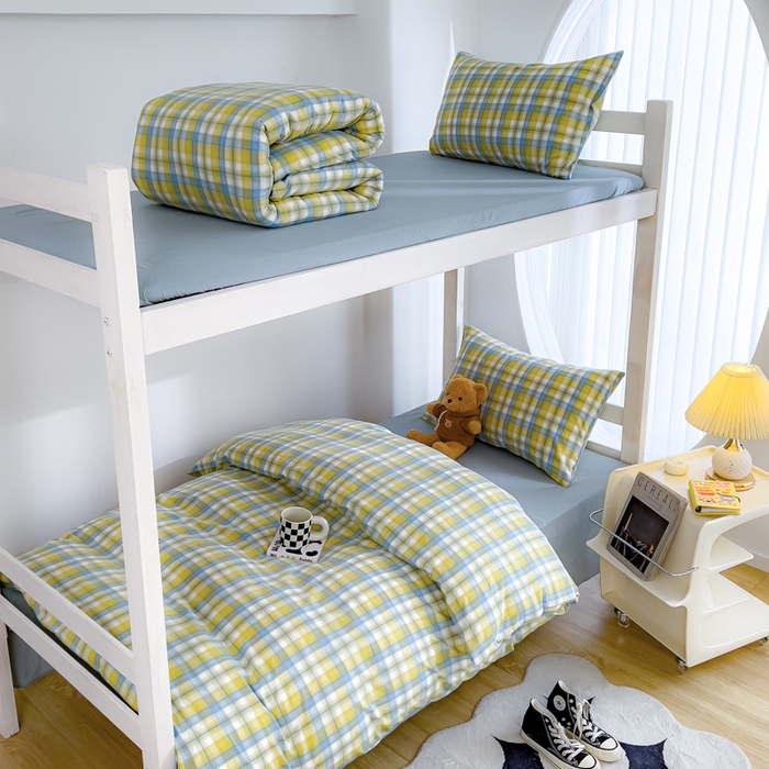 91家纺网 家纺一手货源 找家纺 （总）久典家居 2025A类全棉色织水洗棉学生款三件套