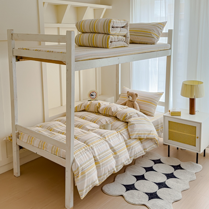 久典家居 2025A类全棉色织水洗棉学生款三件套 沐妍黄