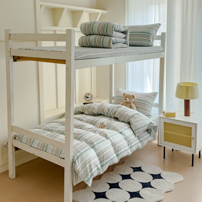 久典家居 2025A类全棉色织水洗棉学生款三件套 沐妍绿