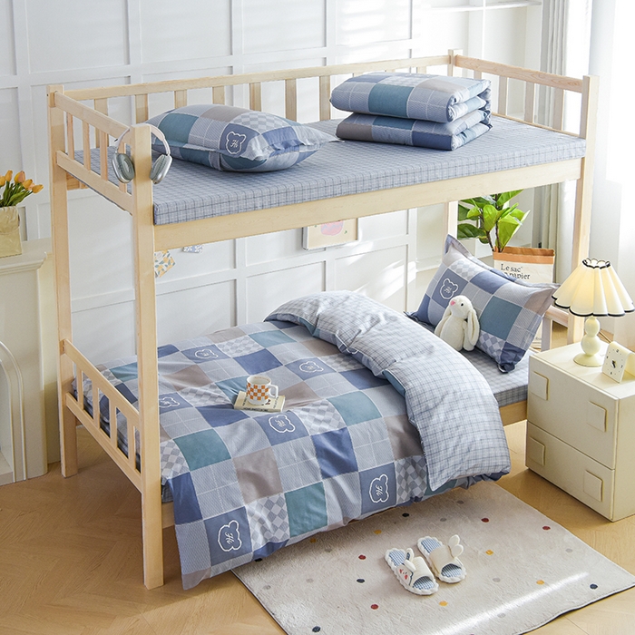 91家纺网 家纺一手货源 找家纺 （总）鑫宇2025新款13372全棉学生宿舍上下铺三件套床单款床笠款可定制