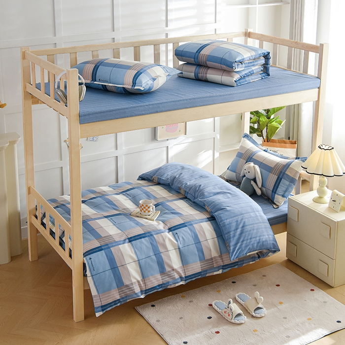 91家纺网 家纺一手货源 找家纺 （总）鑫宇2025新款13372全棉学生宿舍上下铺三件套床单款床笠款可定制