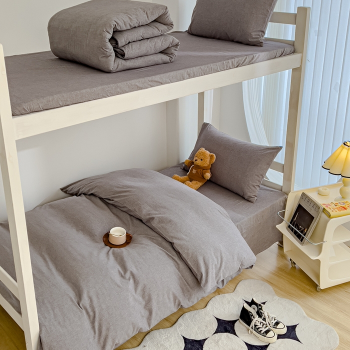 久典家居 2025A类全棉色织水洗棉学生款三件套 浅灰