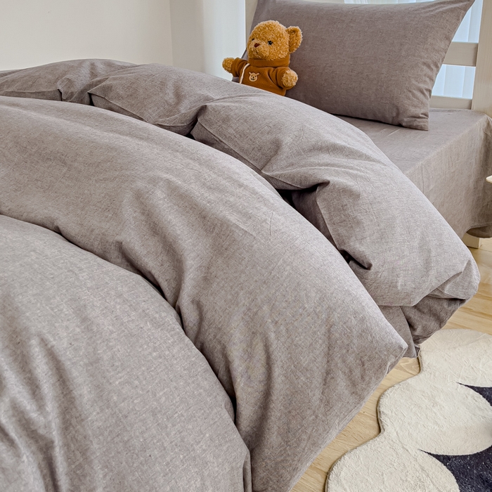 91家纺网 家纺一手货源 找家纺 久典家居 2025A类全棉色织水洗棉学生款三件套 浅灰