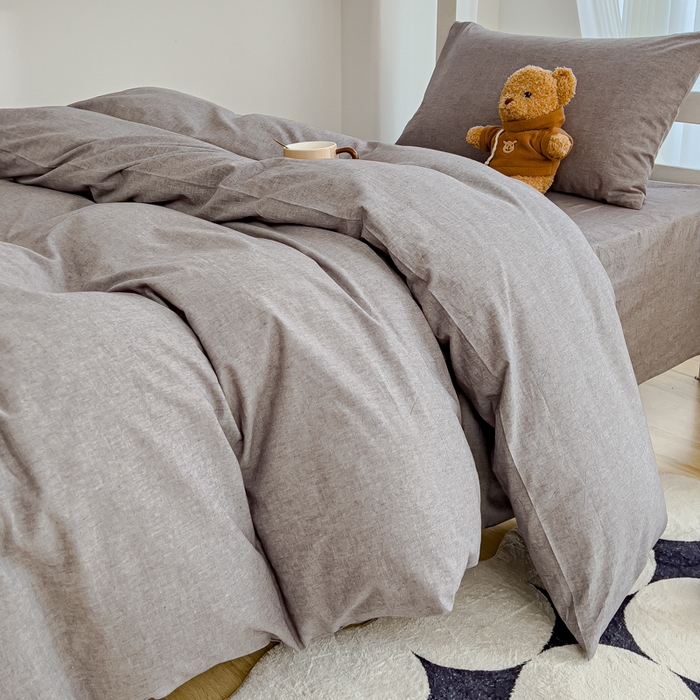 91家纺网 家纺一手货源 找家纺 久典家居 2025A类全棉色织水洗棉学生款三件套 浅灰