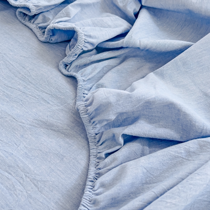 91家纺网 家纺一手货源 找家纺 久典家居 2025A类全棉色织水洗棉学生款三件套 浅水蓝