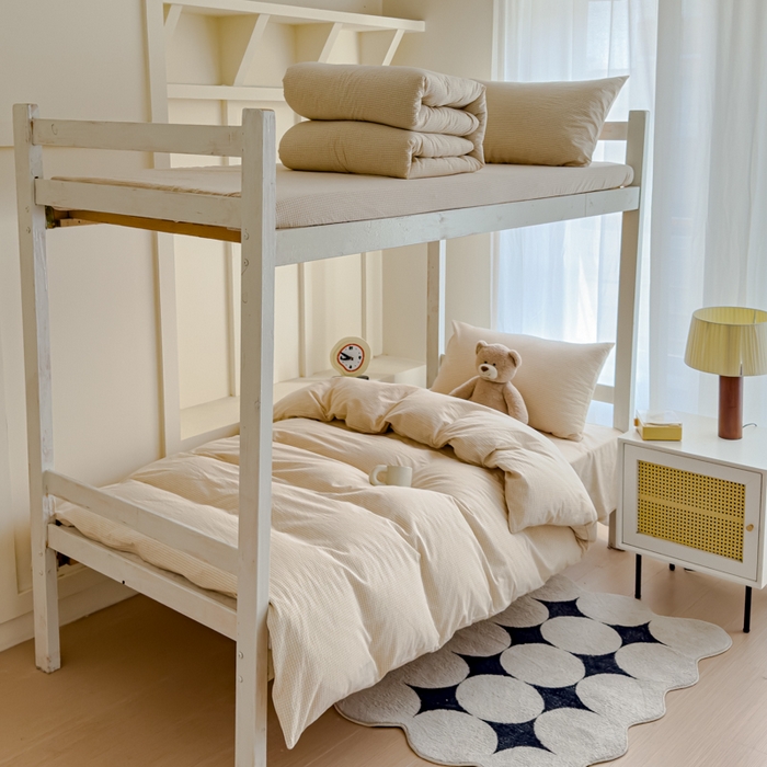 久典家居 2025A类全棉色织水洗棉学生款三件套 糖果卡其