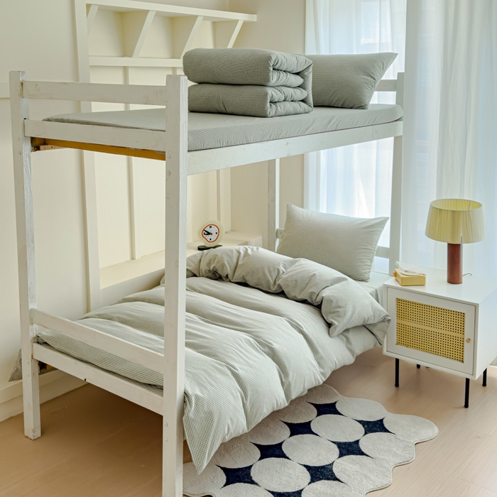 久典家居 2025A类全棉色织水洗棉学生款三件套 糖果绿