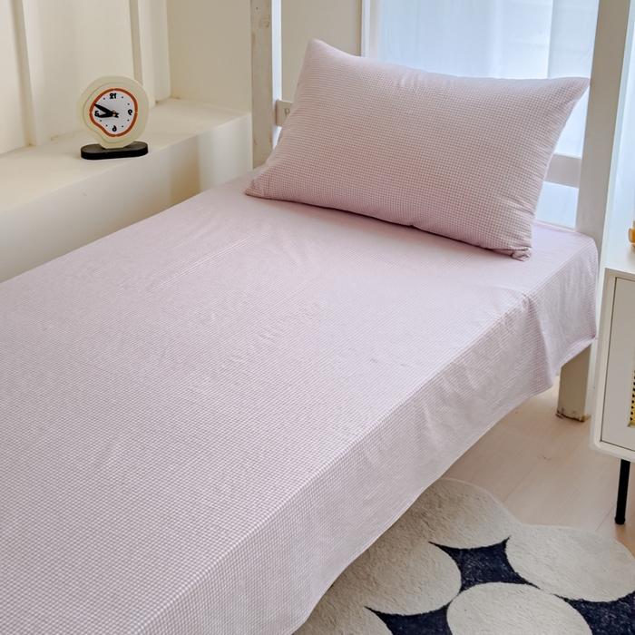 91家纺网 家纺一手货源 找家纺 久典家居 2025A类全棉色织水洗棉学生款三件套 糖果紫