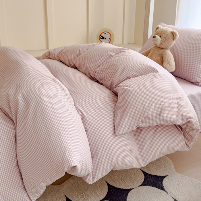 91家纺网 家纺一手货源 找家纺 久典家居 2025A类全棉色织水洗棉学生款三件套 糖果紫