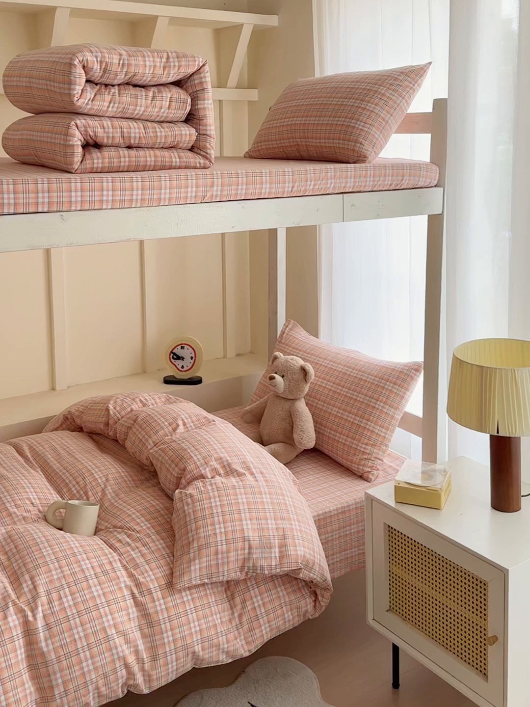 91家纺网 家纺一手货源 找家纺 久典家居 2025A类全棉色织水洗棉学生款三件套 可可桔