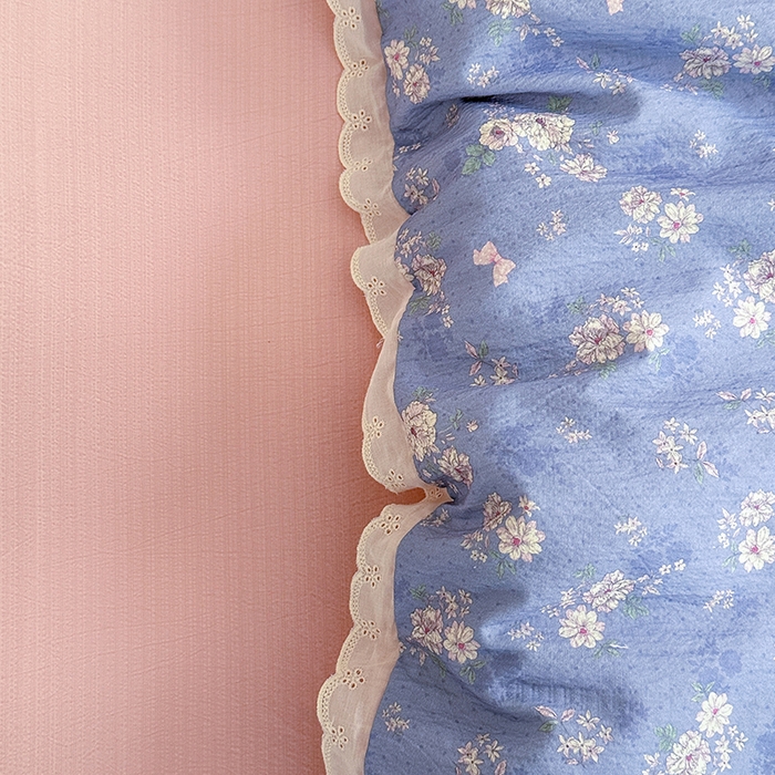 91家纺网 家纺一手货源 找家纺 斯卡诺家纺 2025新款纯棉花边双层纱四件套水洗棉四件套 花语