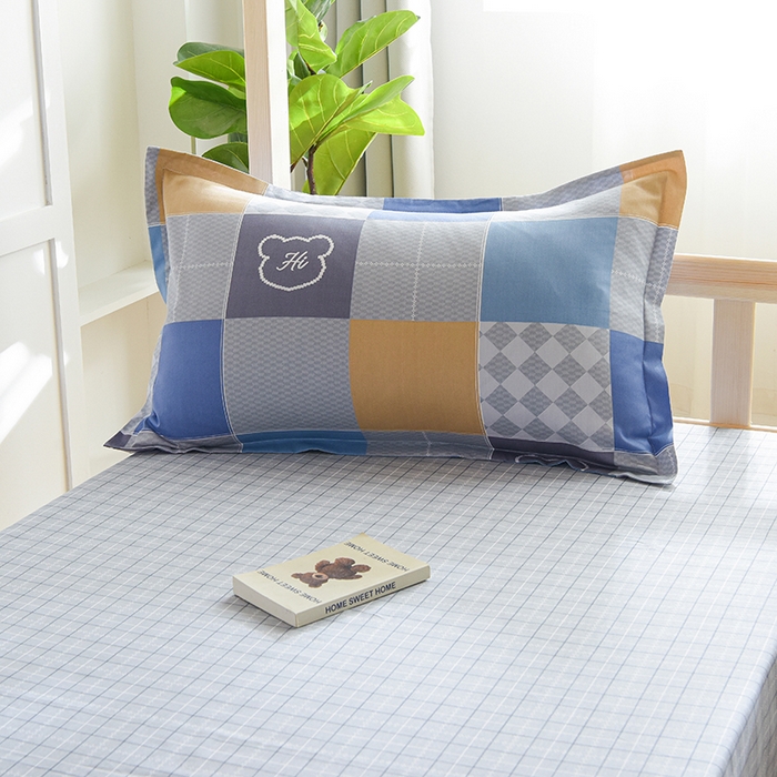 91家纺网 家纺一手货源 找家纺 鑫宇2025新款13372全棉学生宿舍上下铺三件套床单款床笠款可定制 邦尼熊-蓝