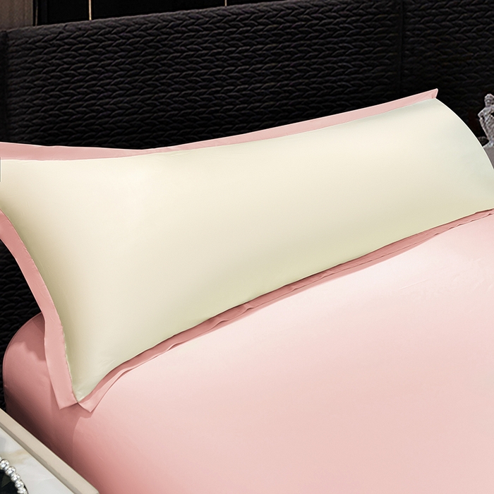 91家纺网 家纺一手货源 找家纺 梦舒羽 2025新款水洗真丝宽边双人枕套 奶油浅粉