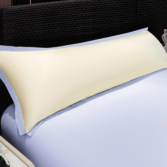 91家纺网 家纺一手货源 找家纺 梦舒羽 2025新款水洗真丝宽边双人枕套 奶油浅紫