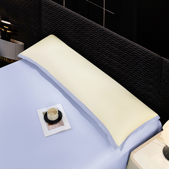 91家纺网 家纺一手货源 找家纺 梦舒羽 2025新款水洗真丝宽边双人枕套 奶油浅紫