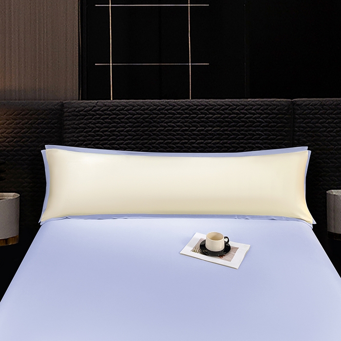 91家纺网 家纺一手货源 找家纺 梦舒羽 2025新款水洗真丝宽边双人枕套 奶油浅紫