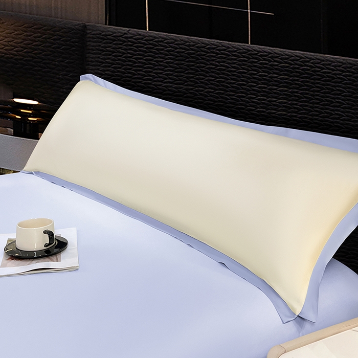 91家纺网 家纺一手货源 找家纺 梦舒羽 2025新款水洗真丝宽边双人枕套 奶油浅紫