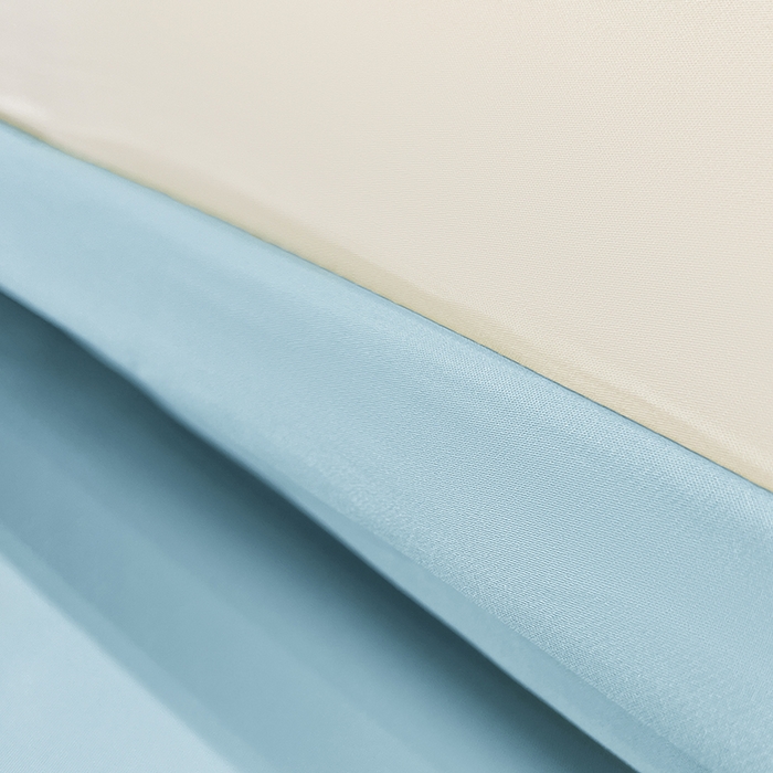 91家纺网 家纺一手货源 找家纺 梦舒羽 2025新款水洗真丝宽边双人枕套 奶油浅蓝