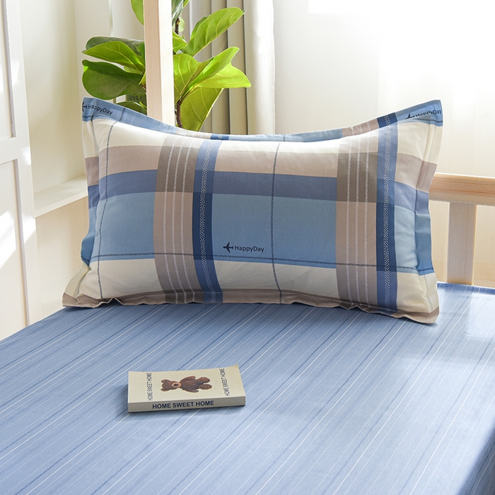 91家纺网 家纺一手货源 找家纺 鑫宇2025新款13372全棉学生宿舍上下铺三件套床单款床笠款可定制 米拉之城-蓝