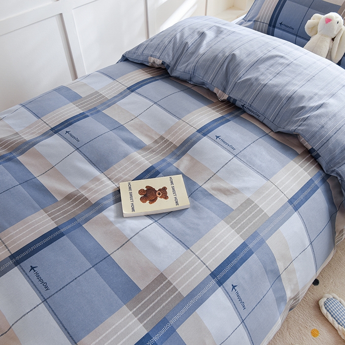 91家纺网 家纺一手货源 找家纺 鑫宇2025新款13372全棉学生宿舍上下铺三件套床单款床笠款可定制 米拉之城-灰