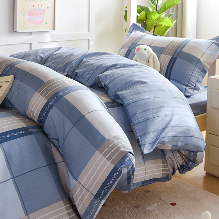 91家纺网 家纺一手货源 找家纺 鑫宇2025新款13372全棉学生宿舍上下铺三件套床单款床笠款可定制 米拉之城-灰