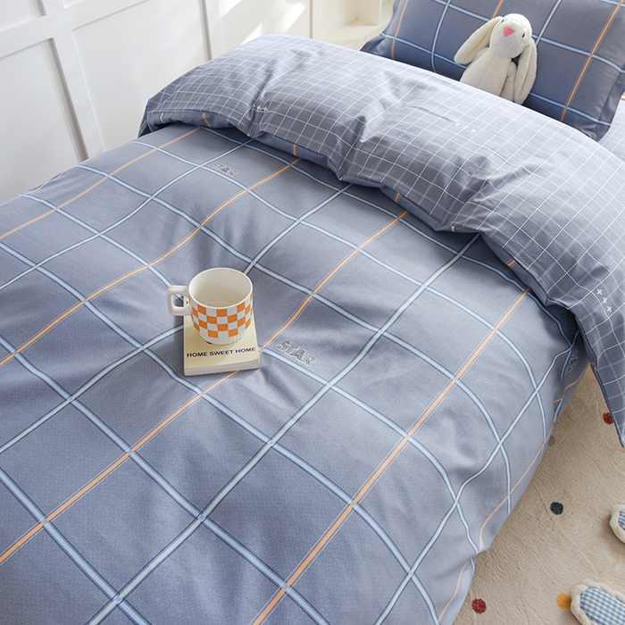 91家纺网 家纺一手货源 找家纺 鑫宇2025新款13372全棉学生宿舍上下铺三件套床单款床笠款可定制 新都时尚-灰