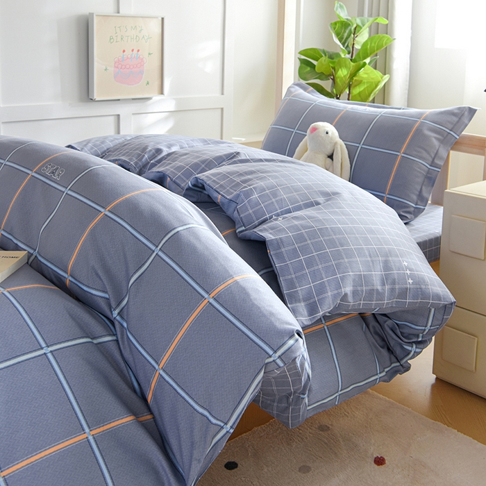 91家纺网 家纺一手货源 找家纺 鑫宇2025新款13372全棉学生宿舍上下铺三件套床单款床笠款可定制 新都时尚-灰