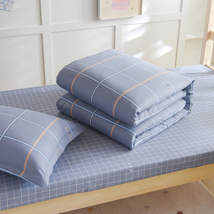 91家纺网 家纺一手货源 找家纺 鑫宇2025新款13372全棉学生宿舍上下铺三件套床单款床笠款可定制 新都时尚-灰