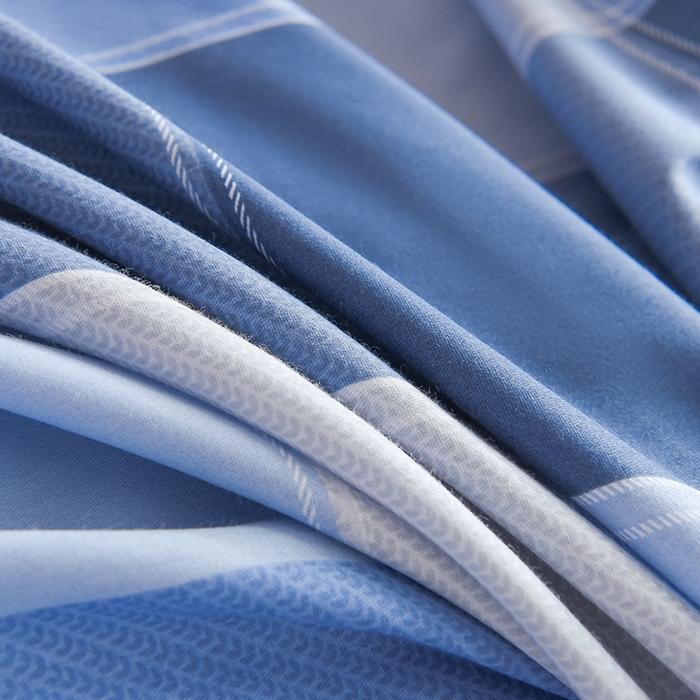 91家纺网 家纺一手货源 找家纺 鑫宇2025新款13372全棉学生宿舍上下铺三件套床单款床笠款可定制 向往生活-蓝