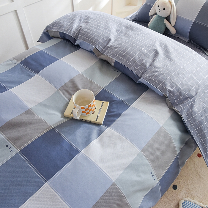 91家纺网 家纺一手货源 找家纺 鑫宇2025新款13372全棉学生宿舍上下铺三件套床单款床笠款可定制 向往生活-灰