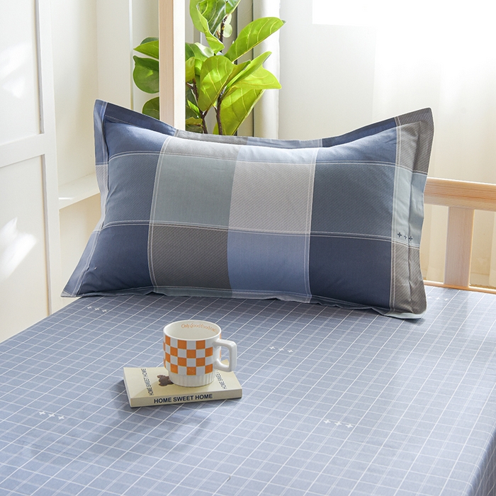 91家纺网 家纺一手货源 找家纺 鑫宇2025新款13372全棉学生宿舍上下铺三件套床单款床笠款可定制 向往生活-灰