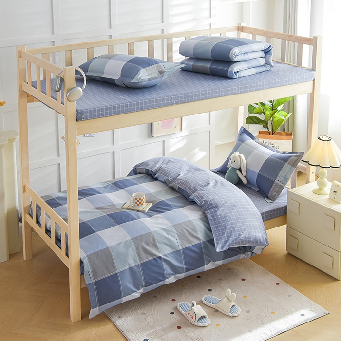 鑫宇2025新款13372全棉学生宿舍上下铺三件套床单款床笠款可定制 向往生活-灰