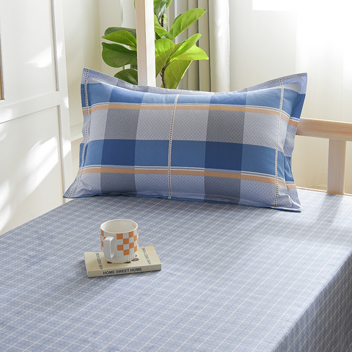 91家纺网 家纺一手货源 找家纺 鑫宇2025新款13372全棉学生宿舍上下铺三件套床单款床笠款可定制 夏曲-蓝