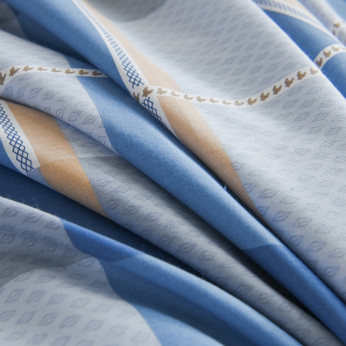 91家纺网 家纺一手货源 找家纺 鑫宇2025新款13372全棉学生宿舍上下铺三件套床单款床笠款可定制 夏曲-蓝