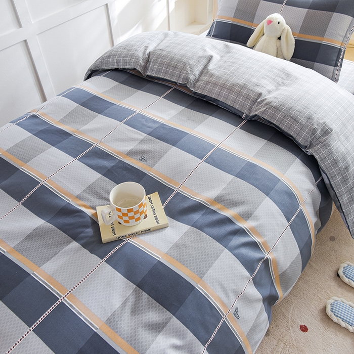 91家纺网 家纺一手货源 找家纺 鑫宇2025新款13372全棉学生宿舍上下铺三件套床单款床笠款可定制 夏曲-灰