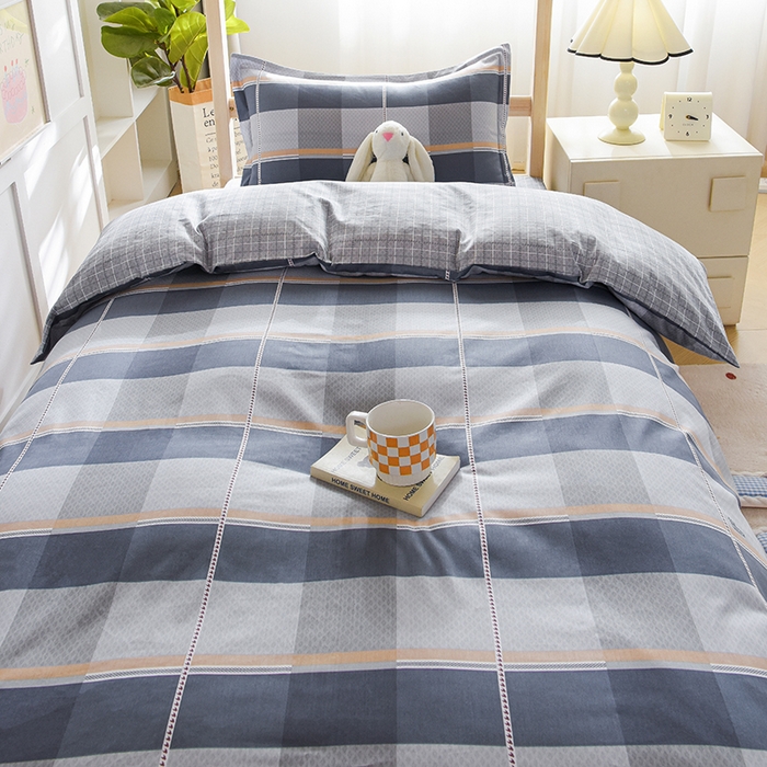 91家纺网 家纺一手货源 找家纺 鑫宇2025新款13372全棉学生宿舍上下铺三件套床单款床笠款可定制 夏曲-灰