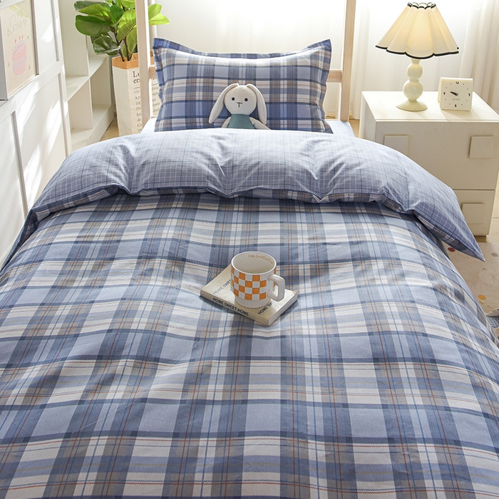 91家纺网 家纺一手货源 找家纺 鑫宇2025新款13372全棉学生宿舍上下铺三件套床单款床笠款可定制 梦的启航-灰