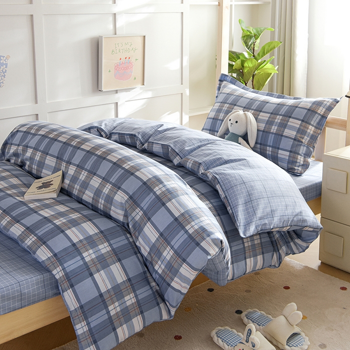 91家纺网 家纺一手货源 找家纺 鑫宇2025新款13372全棉学生宿舍上下铺三件套床单款床笠款可定制 梦的启航-灰