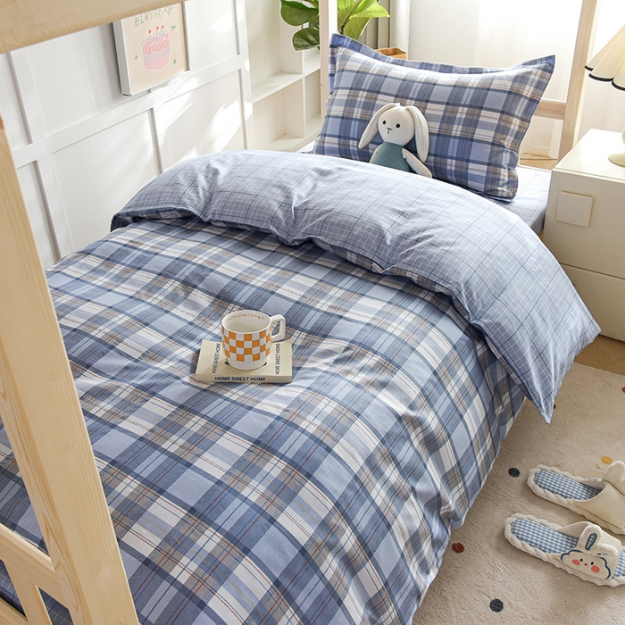 91家纺网 家纺一手货源 找家纺 鑫宇2025新款13372全棉学生宿舍上下铺三件套床单款床笠款可定制 梦的启航-灰