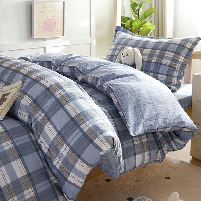 91家纺网 家纺一手货源 找家纺 鑫宇2025新款13372全棉学生宿舍上下铺三件套床单款床笠款可定制 梦的启航-灰