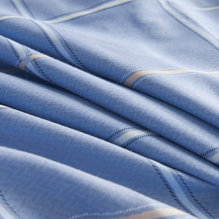 91家纺网 家纺一手货源 找家纺 鑫宇2025新款13372全棉学生宿舍上下铺三件套床单款床笠款可定制 新都时尚-蓝