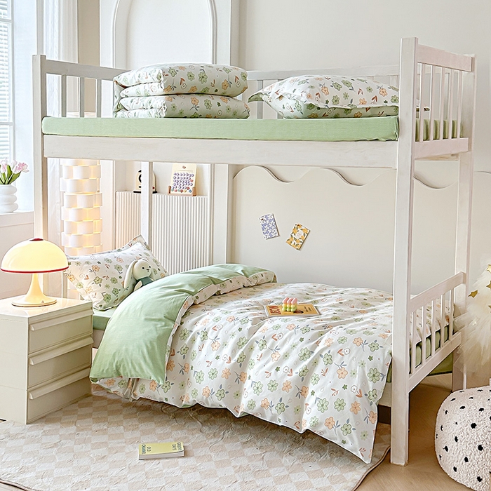 91家纺网 家纺一手货源 找家纺 鑫宇2025新款13372全棉学生宿舍上下铺三件套床单款床笠款可定制 花香暗里