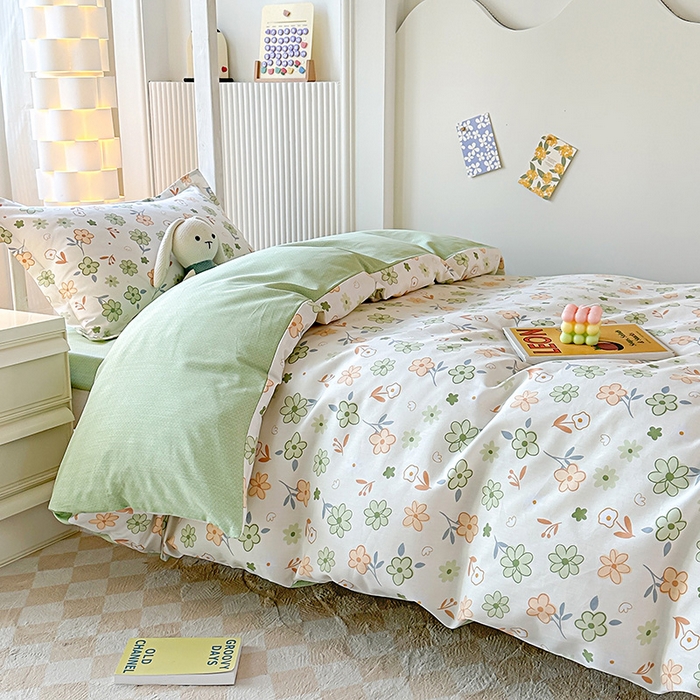 91家纺网 家纺一手货源 找家纺 鑫宇2025新款13372全棉学生宿舍上下铺三件套床单款床笠款可定制 花香暗里