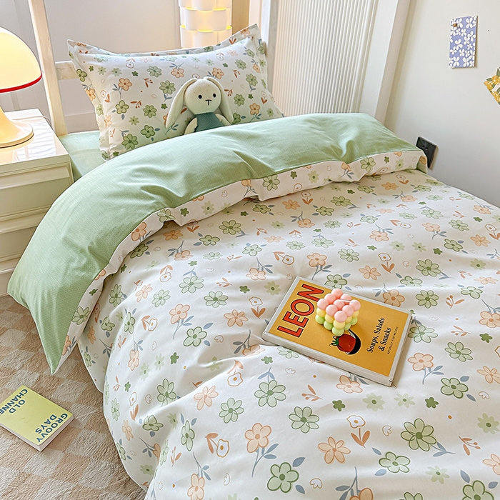 91家纺网 家纺一手货源 找家纺 鑫宇2025新款13372全棉学生宿舍上下铺三件套床单款床笠款可定制 花香暗里